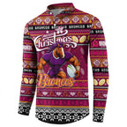 Personalized Broncos Rugby Xmas Button Sweatshirt Australia NRL Mascot