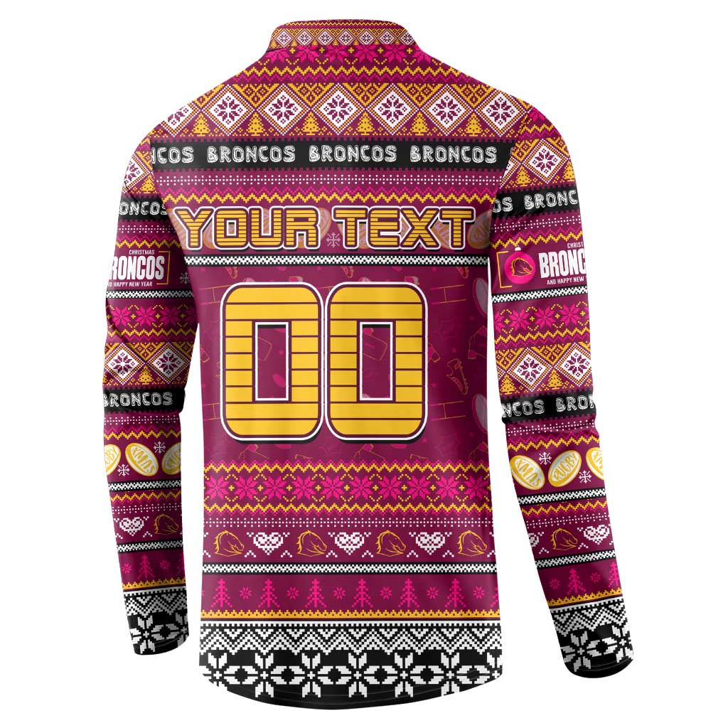 Personalized Broncos Rugby Xmas Button Sweatshirt Australia NRL Mascot