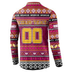 Personalized Broncos Rugby Xmas Button Sweatshirt Australia NRL Mascot