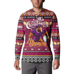 Personalized Broncos Rugby Xmas Button Sweatshirt Australia NRL Mascot