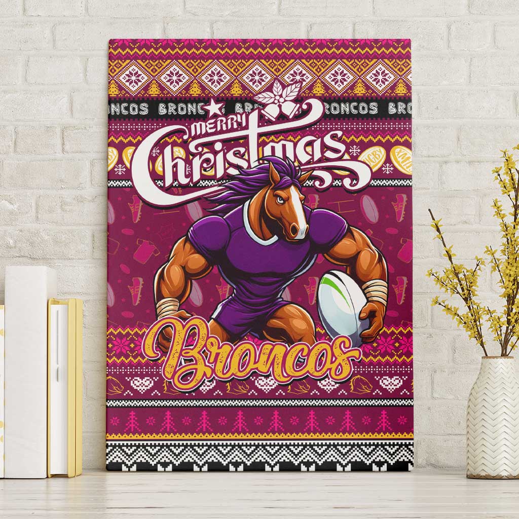 Broncos Rugby Xmas Canvas Wall Art Australia NRL Mascot