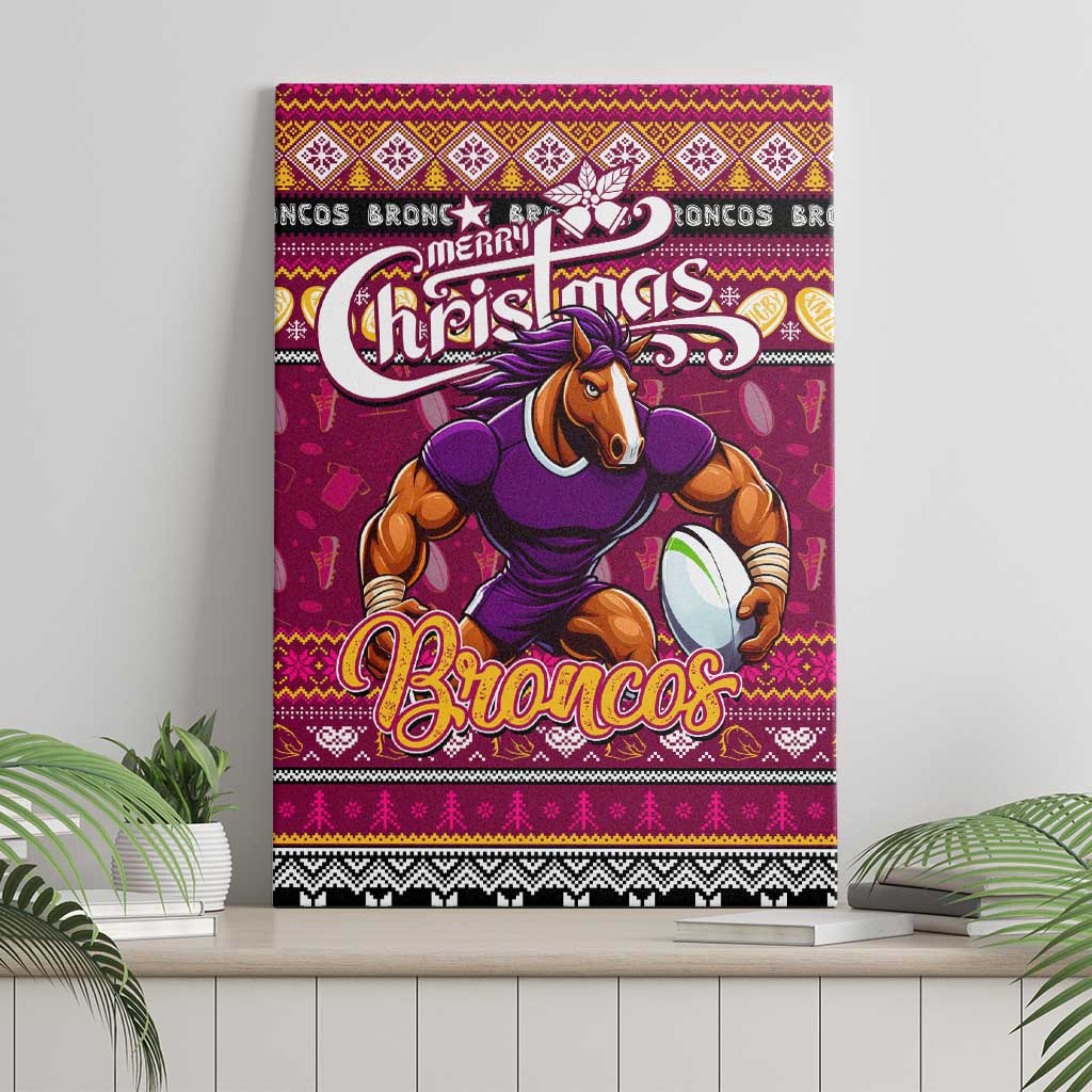 Broncos Rugby Xmas Canvas Wall Art Australia NRL Mascot