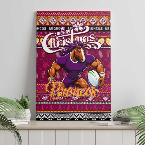 Broncos Rugby Xmas Canvas Wall Art Australia NRL Mascot