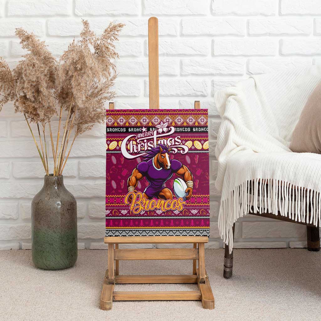 Broncos Rugby Xmas Canvas Wall Art Australia NRL Mascot