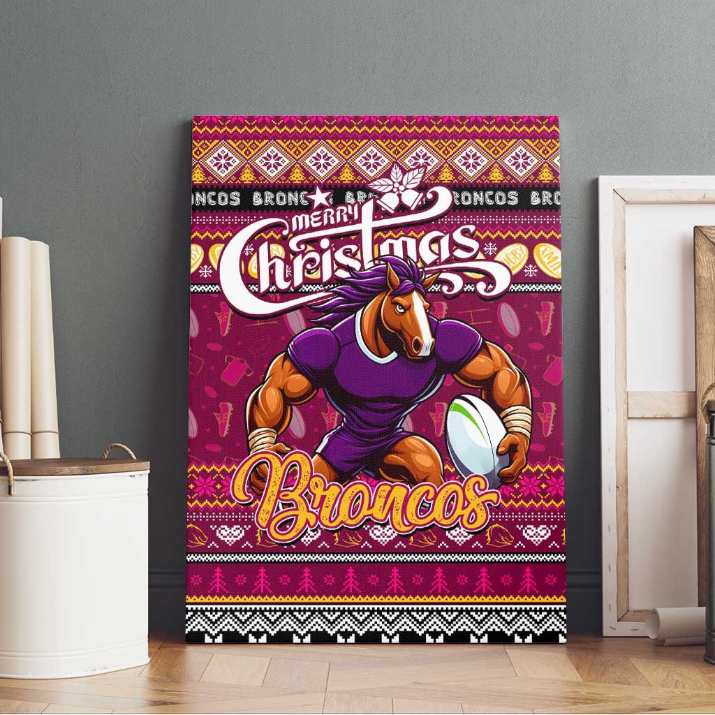 Broncos Rugby Xmas Canvas Wall Art Australia NRL Mascot