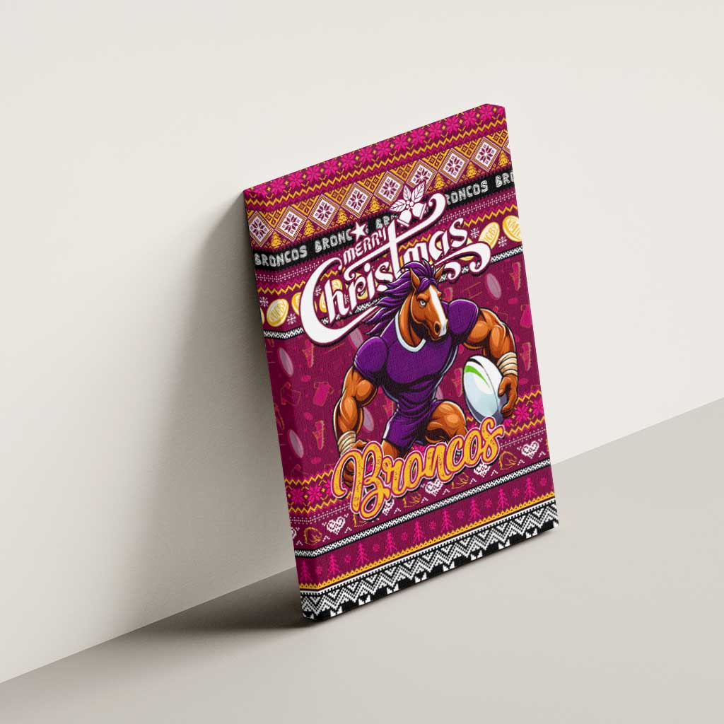Broncos Rugby Xmas Canvas Wall Art Australia NRL Mascot