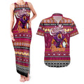 Personalized Broncos Rugby Xmas Couples Matching Tank Maxi Dress and Hawaiian Shirt Australia NRL Mascot