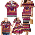 Personalized Broncos Rugby Xmas Family Matching Mermaid Dress and Hawaiian Shirt Australia NRL Mascot