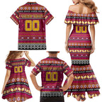 Personalized Broncos Rugby Xmas Family Matching Mermaid Dress and Hawaiian Shirt Australia NRL Mascot