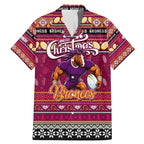 Personalized Broncos Rugby Xmas Family Matching Mermaid Dress and Hawaiian Shirt Australia NRL Mascot