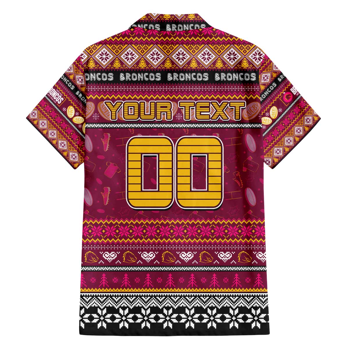 Personalized Broncos Rugby Xmas Family Matching Off The Shoulder Long Sleeve Dress and Hawaiian Shirt Australia NRL Mascot