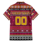 Personalized Broncos Rugby Xmas Family Matching Short Sleeve Bodycon Dress and Hawaiian Shirt Australia NRL Mascot