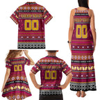 Personalized Broncos Rugby Xmas Family Matching Tank Maxi Dress and Hawaiian Shirt Australia NRL Mascot