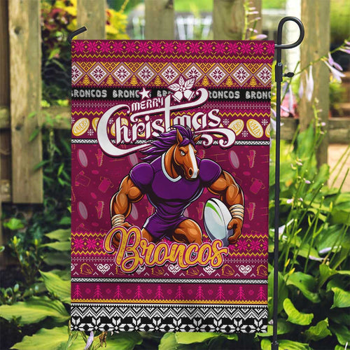 Broncos Rugby Xmas Garden Flag Australia NRL Mascot