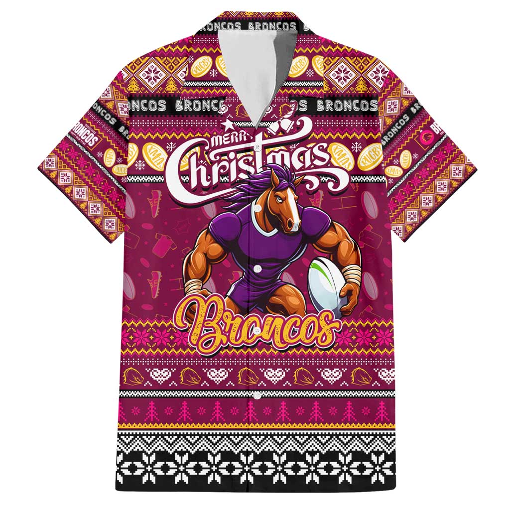 Personalized Broncos Rugby Xmas Hawaiian Shirt Australia NRL Mascot
