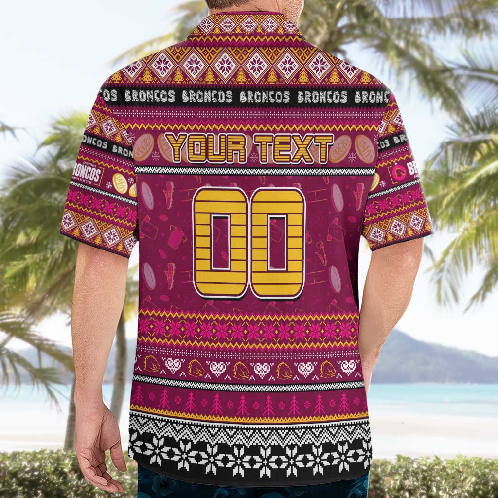 Personalized Broncos Rugby Xmas Hawaiian Shirt Australia NRL Mascot