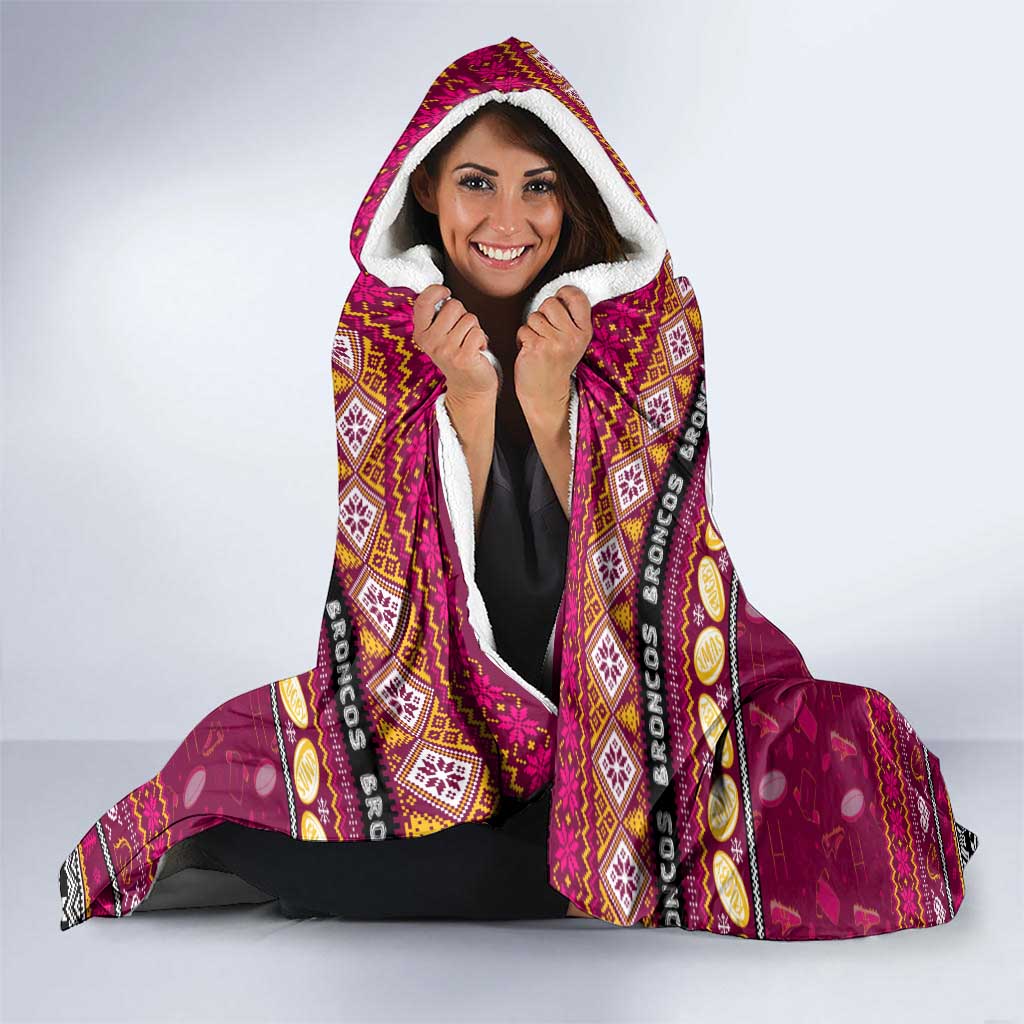 Broncos Rugby Xmas Hooded Blanket Australia NRL Mascot