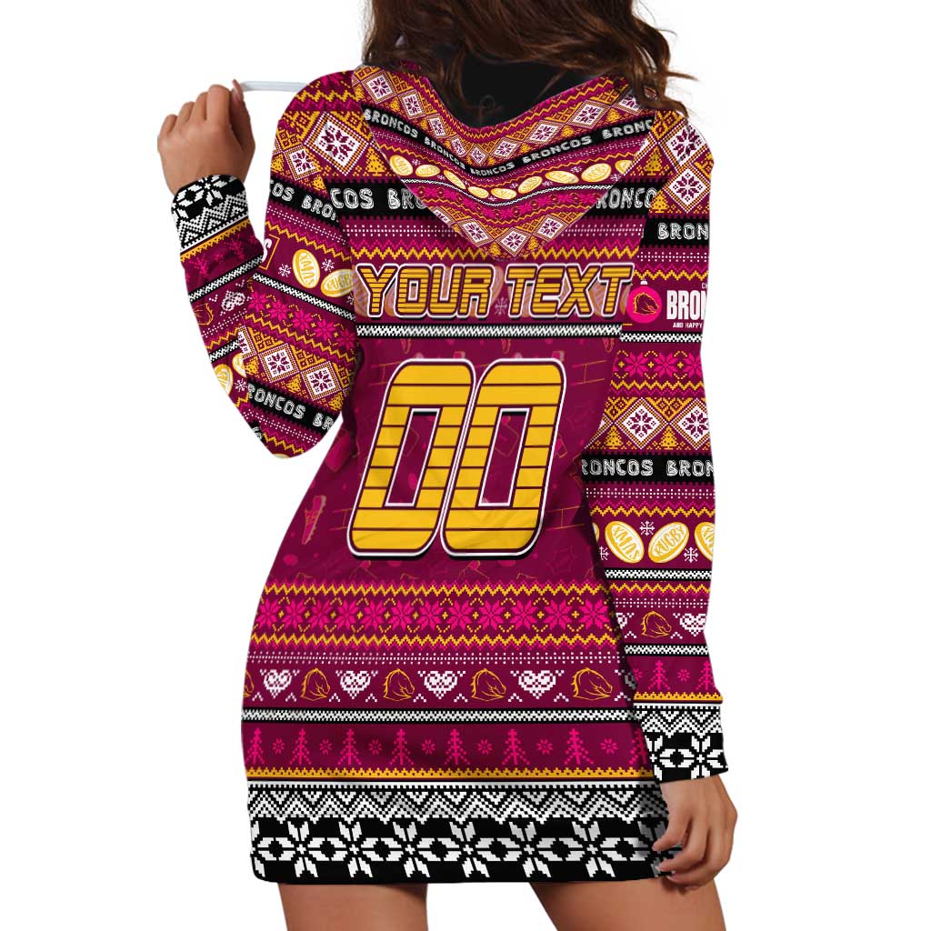 Personalized Broncos Rugby Xmas Hoodie Dress Australia NRL Mascot