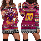 Personalized Broncos Rugby Xmas Hoodie Dress Australia NRL Mascot