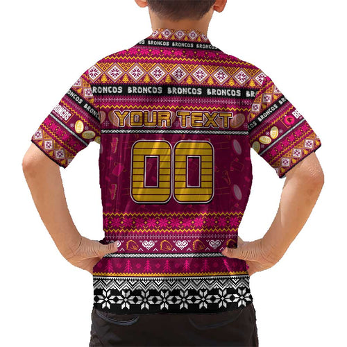 Personalized Broncos Rugby Xmas Kid Hawaiian Shirt Australia NRL Mascot