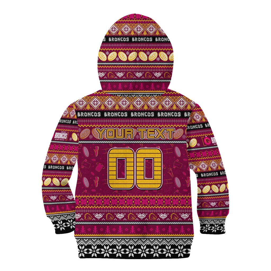 Personalized Broncos Rugby Xmas Kid Hoodie Australia NRL Mascot