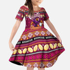 Personalized Broncos Rugby Xmas Kid Short Sleeve Dress Australia NRL Mascot