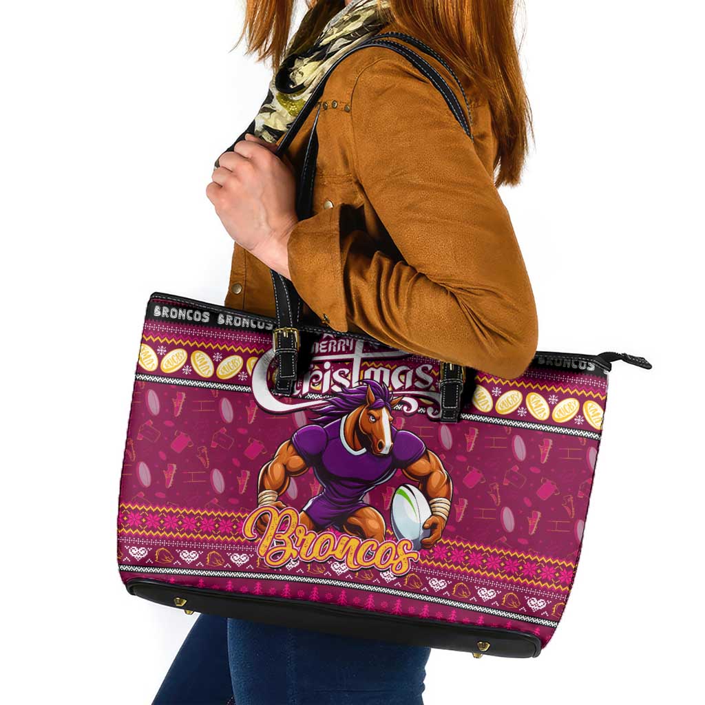 Broncos Rugby Xmas Leather Tote Bag Australia NRL Mascot