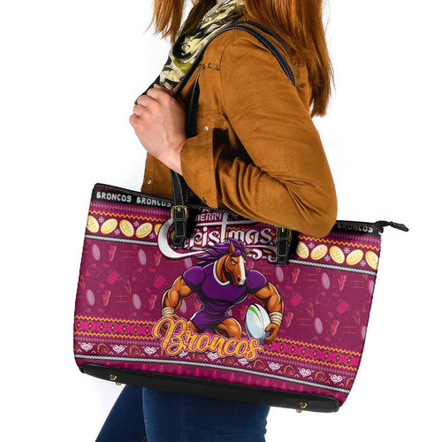 Broncos Rugby Xmas Leather Tote Bag Australia NRL Mascot