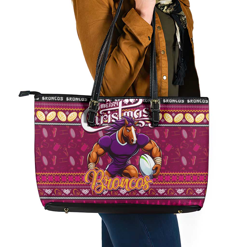 Broncos Rugby Xmas Leather Tote Bag Australia NRL Mascot