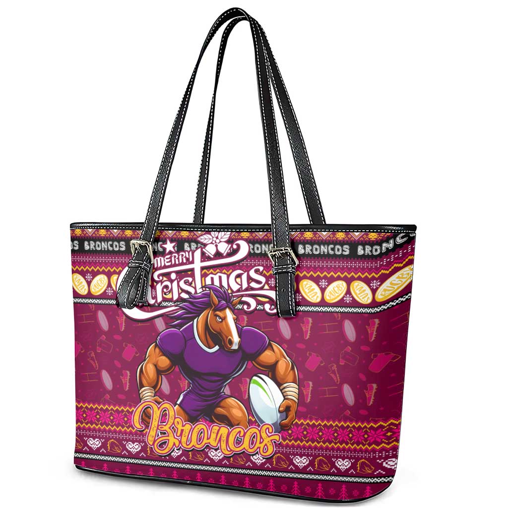 Broncos Rugby Xmas Leather Tote Bag Australia NRL Mascot