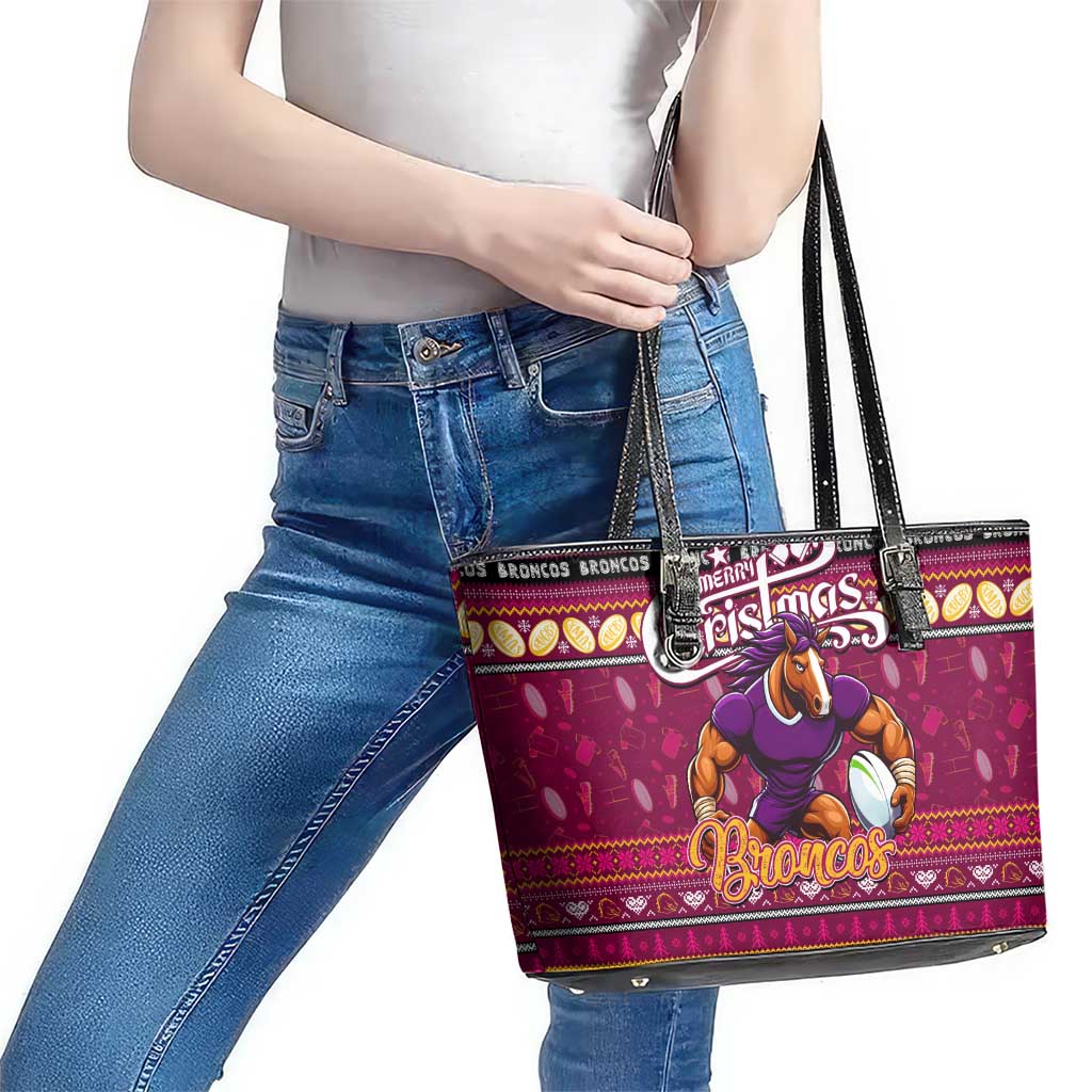 Broncos Rugby Xmas Leather Tote Bag Australia NRL Mascot