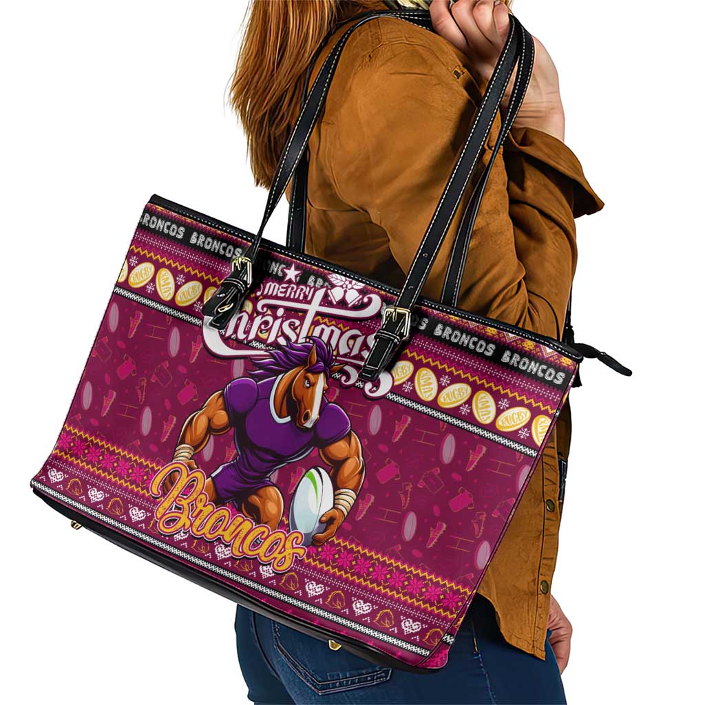Broncos Rugby Xmas Leather Tote Bag Australia NRL Mascot