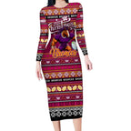 Personalized Broncos Rugby Xmas Long Sleeve Bodycon Dress Australia NRL Mascot