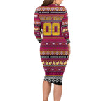 Personalized Broncos Rugby Xmas Long Sleeve Bodycon Dress Australia NRL Mascot