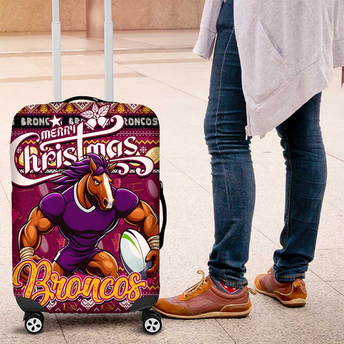 Broncos Rugby Xmas Luggage Cover Australia NRL Mascot