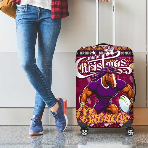 Broncos Rugby Xmas Luggage Cover Australia NRL Mascot