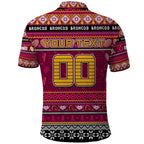 Personalized Broncos Rugby Xmas Polo Shirt Australia NRL Mascot