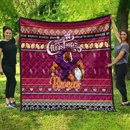 Broncos Rugby Xmas Quilt Australia NRL Mascot
