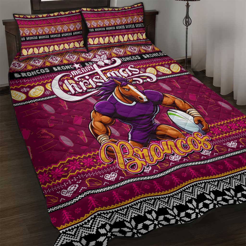 Broncos Rugby Xmas Quilt Bed Set Australia NRL Mascot