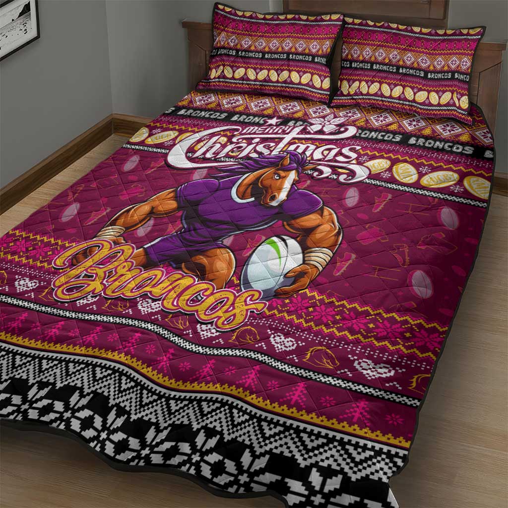 Broncos Rugby Xmas Quilt Bed Set Australia NRL Mascot