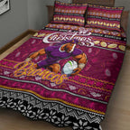 Broncos Rugby Xmas Quilt Bed Set Australia NRL Mascot