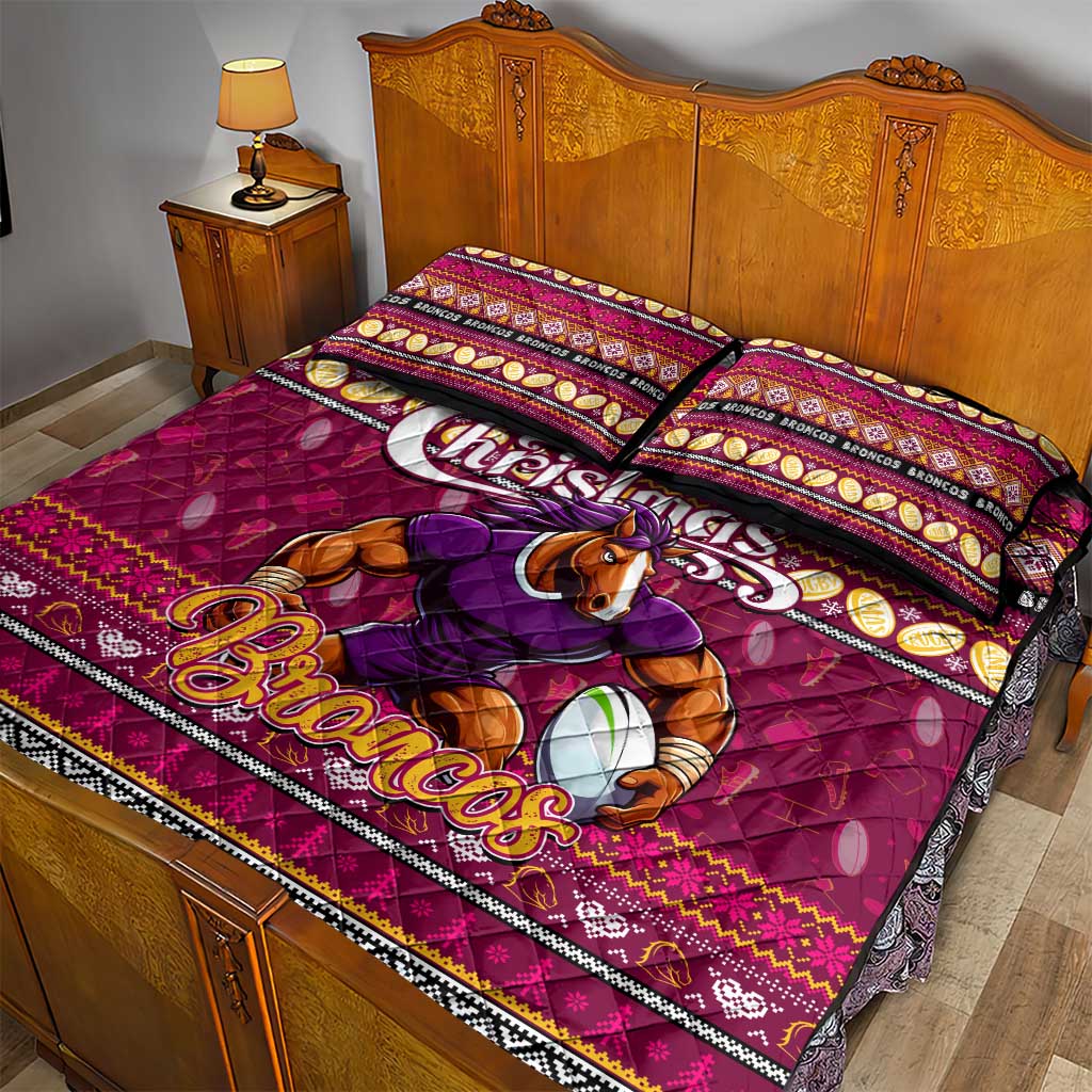 Broncos Rugby Xmas Quilt Bed Set Australia NRL Mascot