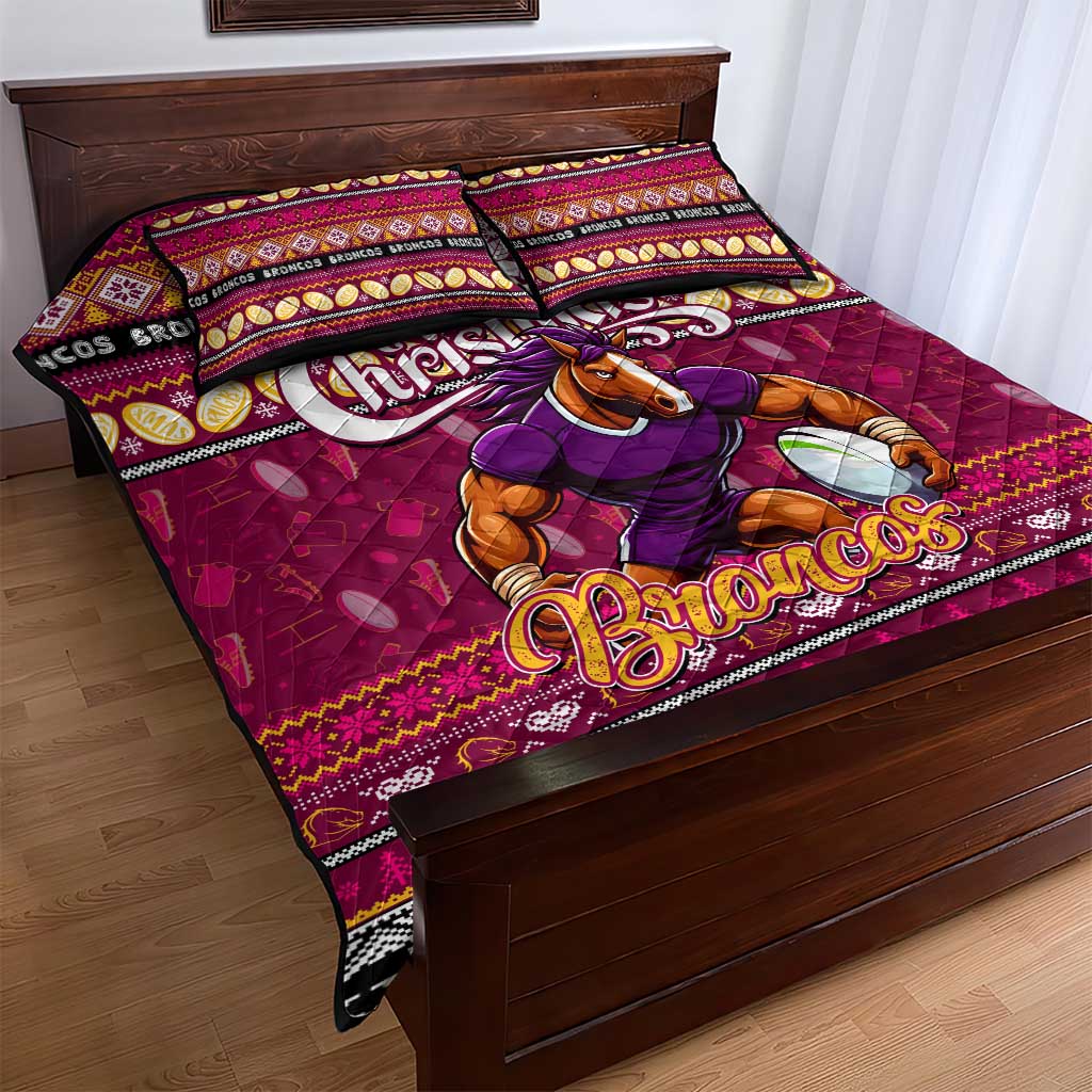 Broncos Rugby Xmas Quilt Bed Set Australia NRL Mascot