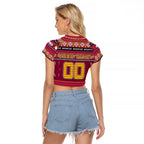 Personalized Broncos Rugby Xmas Raglan Cropped T Shirt Australia NRL Mascot