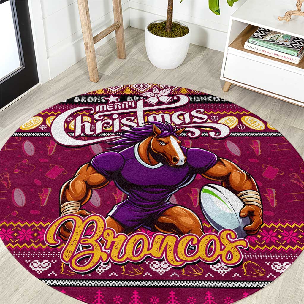 Broncos Rugby Xmas Round Carpet Australia NRL Mascot