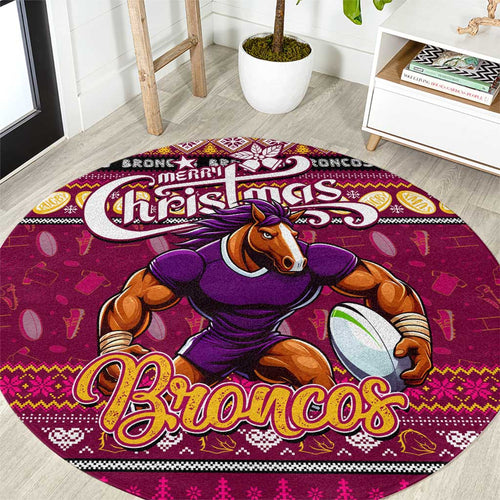 Broncos Rugby Xmas Round Carpet Australia NRL Mascot