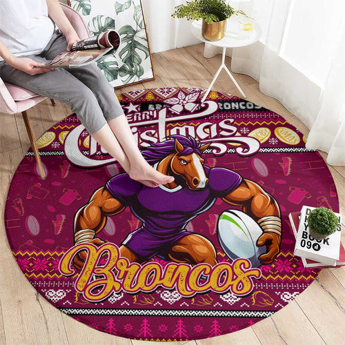 Broncos Rugby Xmas Round Carpet Australia NRL Mascot