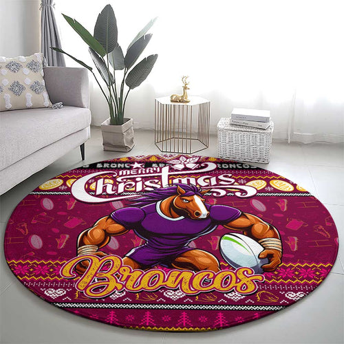 Broncos Rugby Xmas Round Carpet Australia NRL Mascot