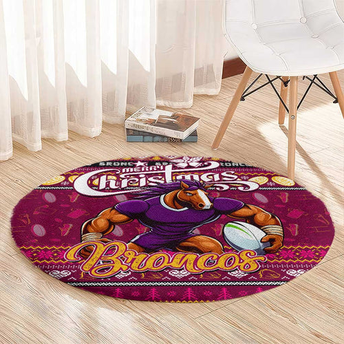 Broncos Rugby Xmas Round Carpet Australia NRL Mascot