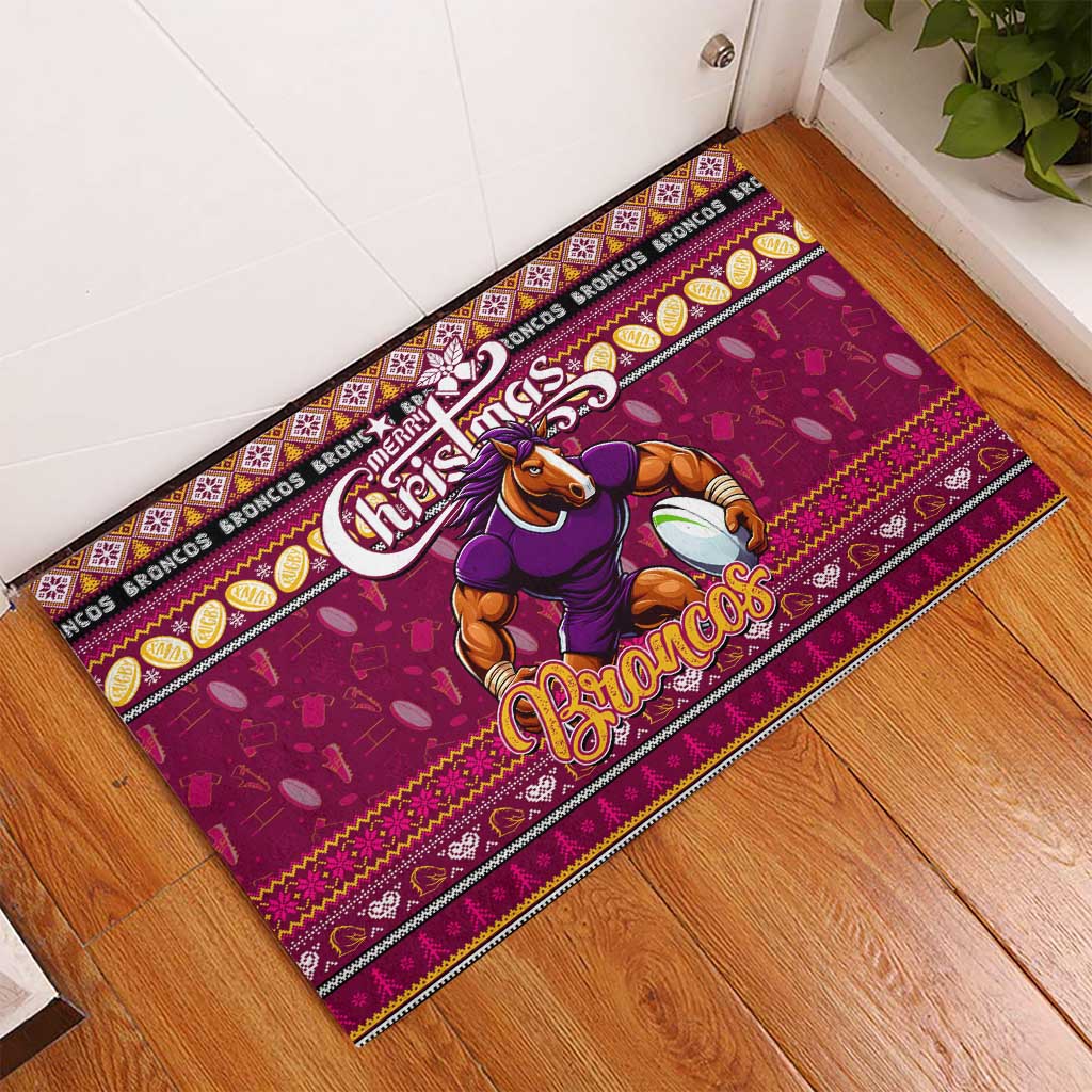 Broncos Rugby Xmas Rubber Doormat Australia NRL Mascot